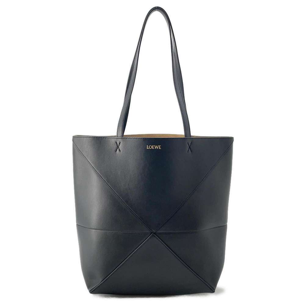 Loewe Puzzlefold Leather Tote Bag Black